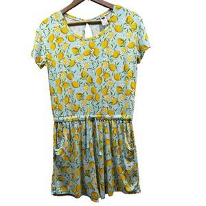 ALEX'S LEMONADE STAND Womens Size M Short Sleeves Lemon Print Romper Shorts